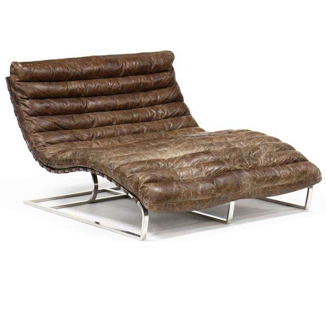 Double Chaise Lounge, Double Leather Chaise Lounge