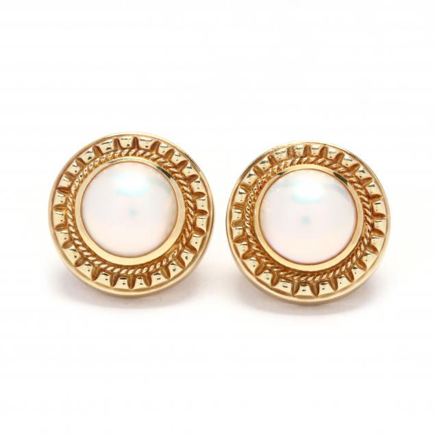 18KT Gold and Mabé Pearl Earrings, Signed (Lot 173 - The Signature Summer  AuctionJun 12, 2021, 9:00am)