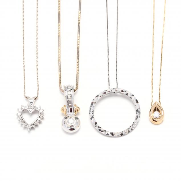 four-14kt-gold-pendant-necklaces