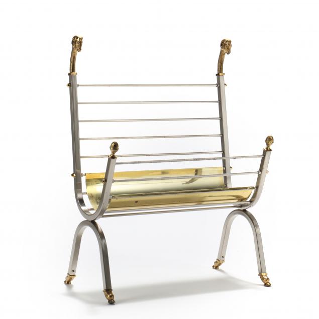 maison-jansen-style-steel-and-brass-magazine-rack