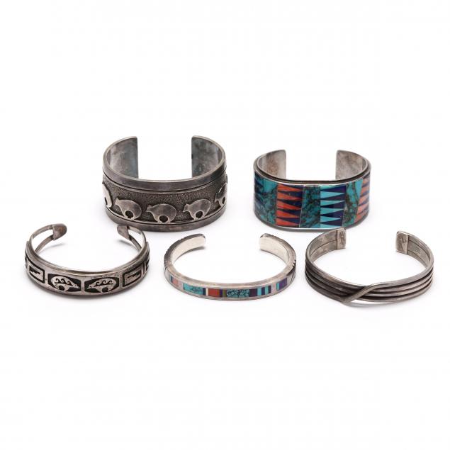 five-southwestern-silver-cuff-bracelets