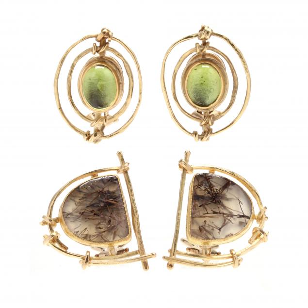 two-pairs-of-gold-and-gem-set-earrings-carolyn-morris-bach
