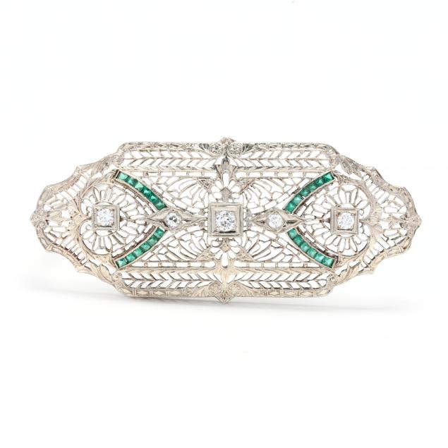 vintage-white-gold-diamond-and-gem-set-brooch