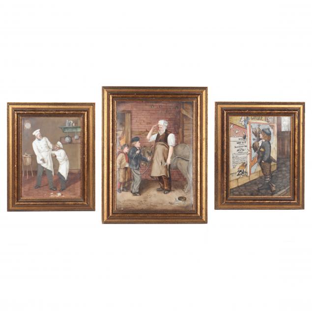 three-antique-french-hand-painted-porcelain-plaques