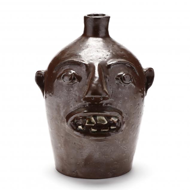 nc-folk-pottery-face-jug-vintage-brown-pottery