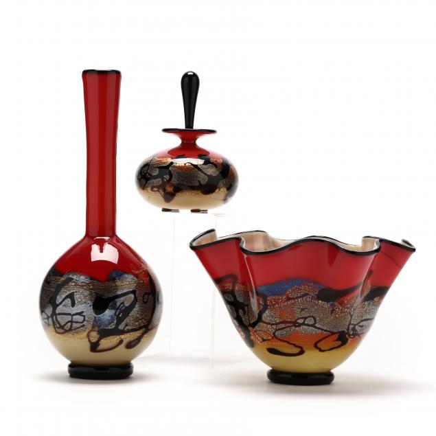 nicholas-nourot-american-20th-century-three-pieces-of-art-glass