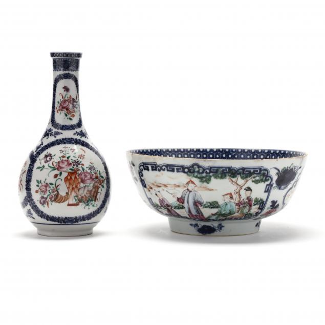 a-chinese-export-porcelain-punch-bowl-and-bottle-vase