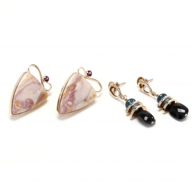 two-pairs-of-gem-set-earrings