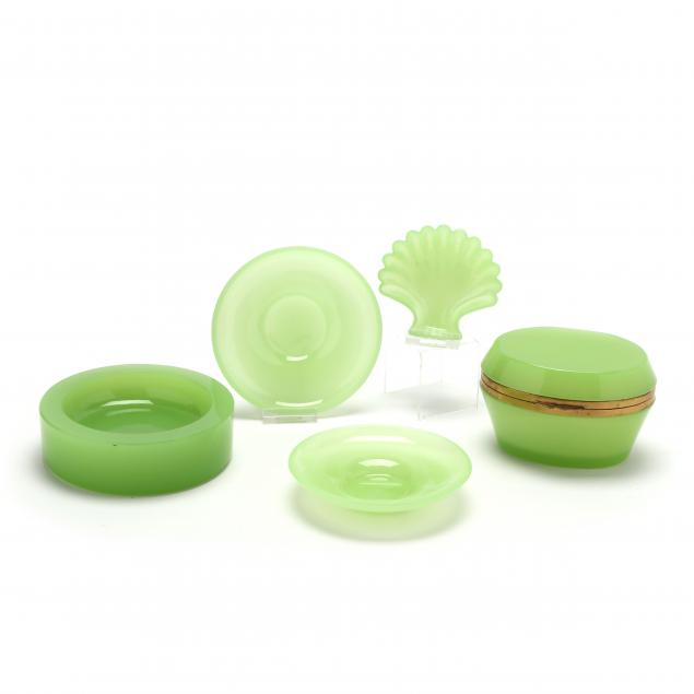 grouping-of-five-french-green-opaline-glass-accessories