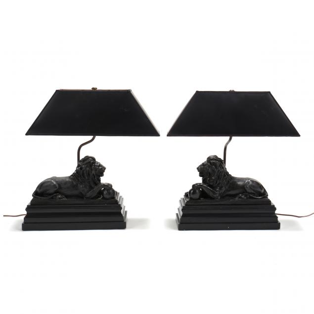 pair-of-bronze-lion-lamps
