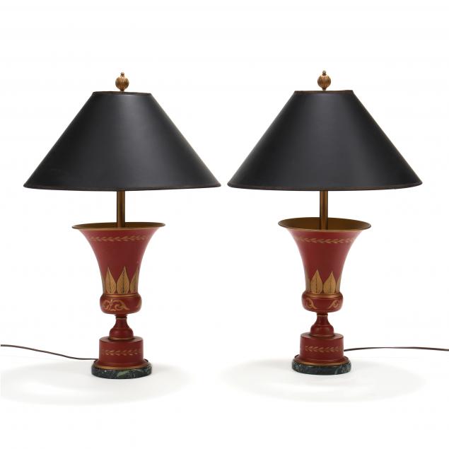 pair-of-red-tole-urn-lamps
