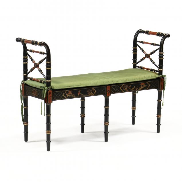 decorative-chinoiserie-cane-seat-bench