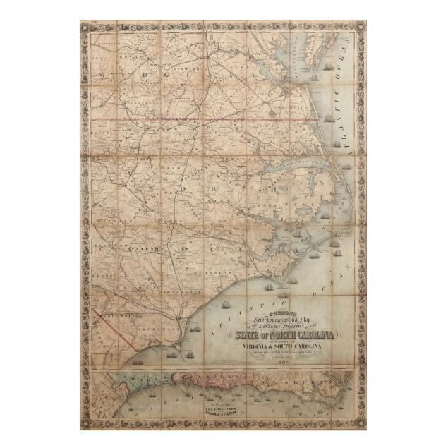 very-rare-colton-map-of-eastern-north-carolina-showing-the-union-naval-blockade
