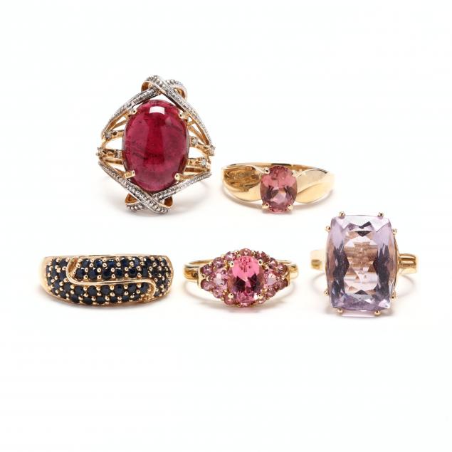 five-gold-and-gem-set-rings