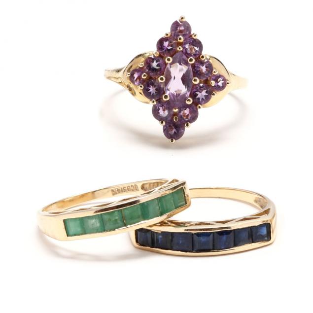 three-gold-and-gem-set-rings