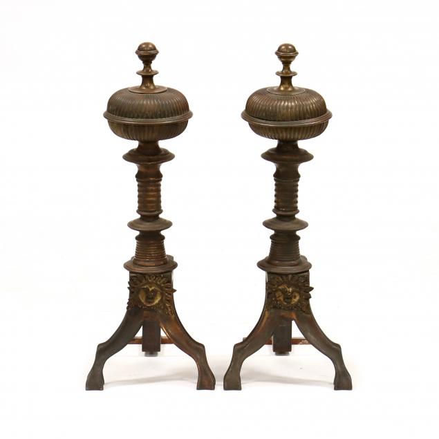 pair-of-antique-bronze-andirons