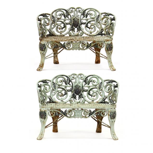 pair-of-victorian-painted-iron-garden-benches