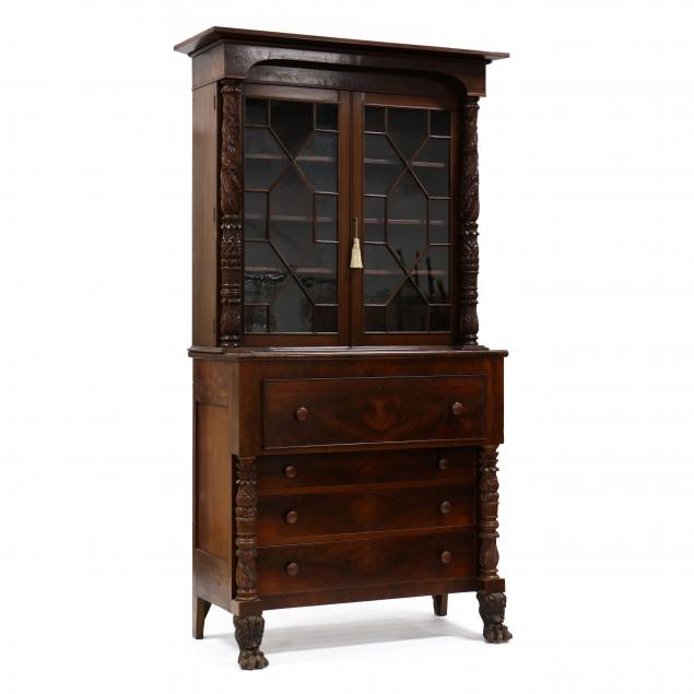 mid-atlantic-classical-carved-mahogany-secretary-bookcase