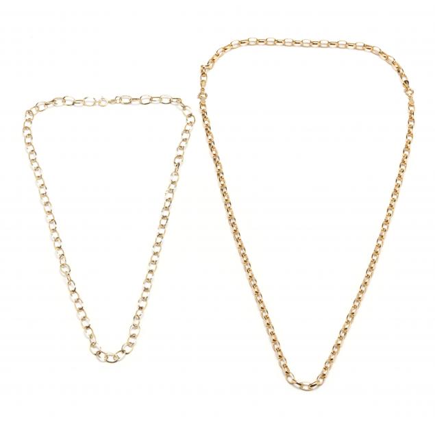 two-yellow-gold-chain-necklaces