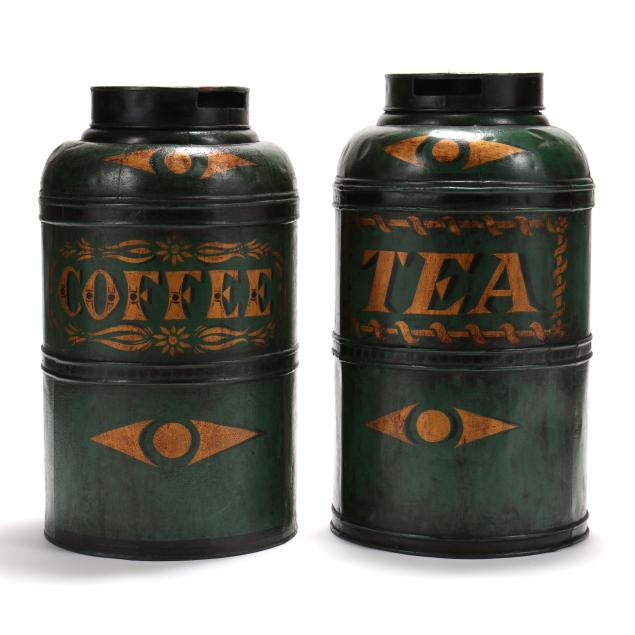 pair-of-large-antique-tole-lidded-tea-coffee-canisters