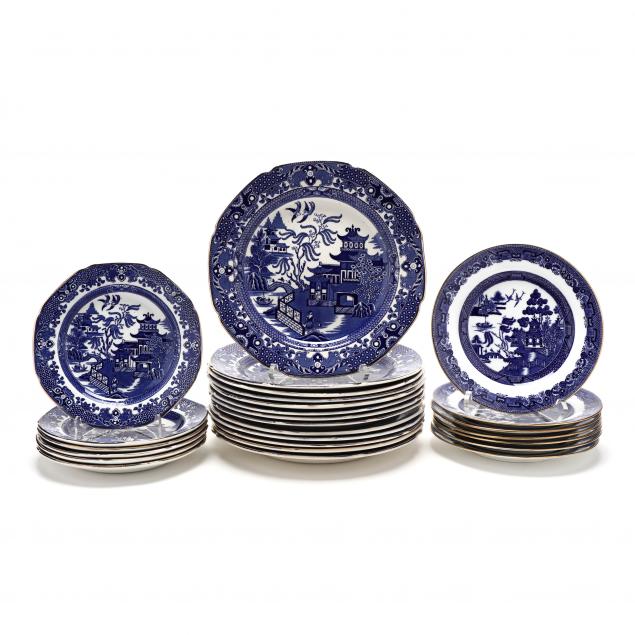 twenty-six-burleigh-ware-i-willow-i-china-plates-and-mintons