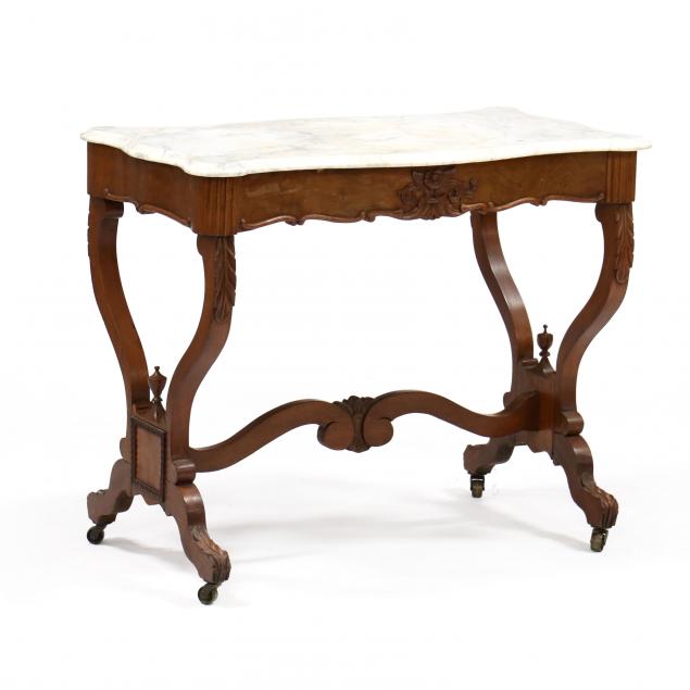 american-classical-marble-top-walnut-center-table