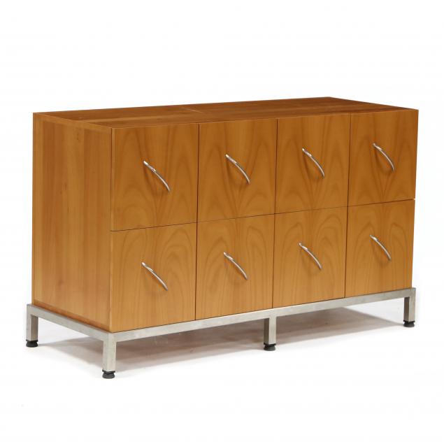 contemporary-cherry-and-steel-cabinet