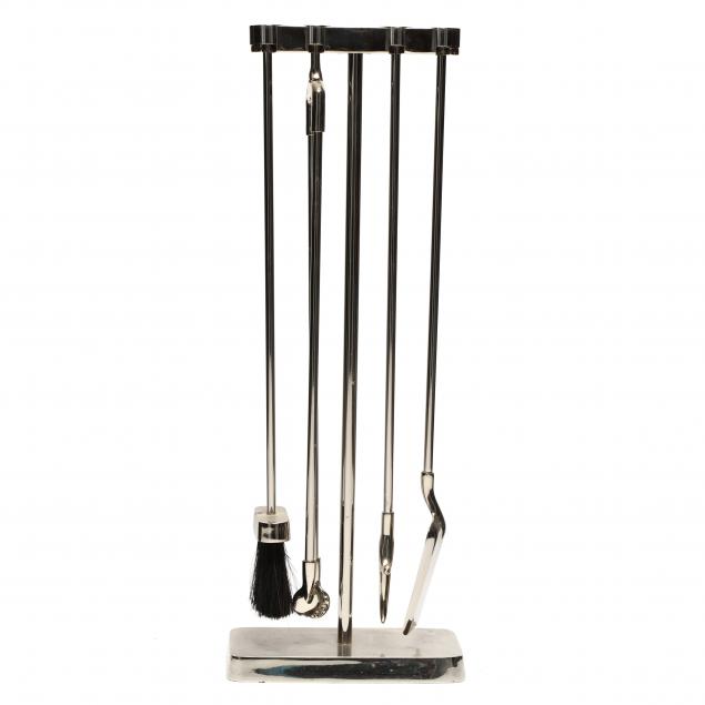 contemporary-polished-steel-fireplace-tool-set