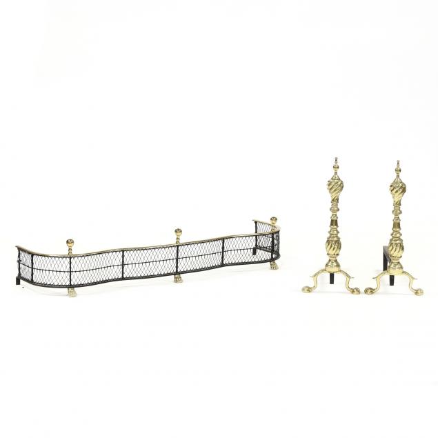 chippendale-style-brass-andirons-and-wirework-fire-fender