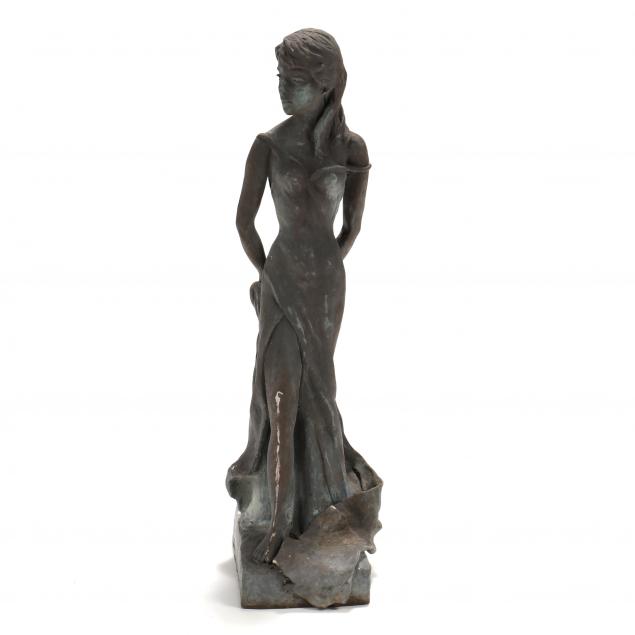 standing-female-garden-statue-signed