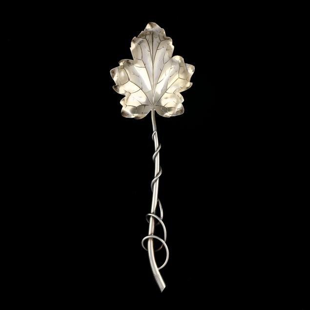 antique-naturalistic-sterling-silver-leaf-form-serving-spoon
