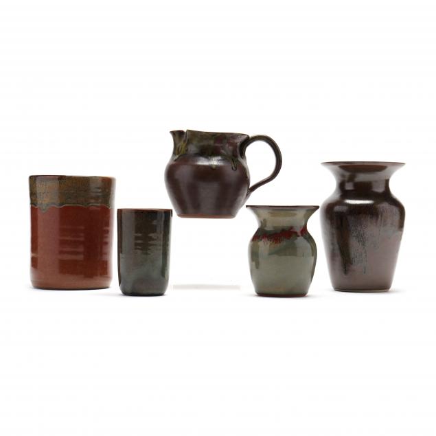 five-pieces-of-potts-pottery-nc