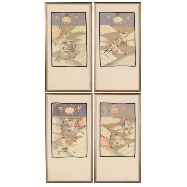 a-set-of-four-framed-chinese-kesi-panels
