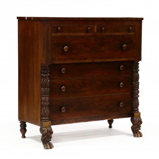 american-classical-carved-mahogany-semi-tall-chest-of-drawers