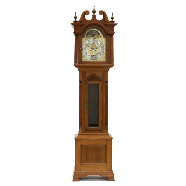 chippendale-style-mahogany-tall-case-clock-waterbury