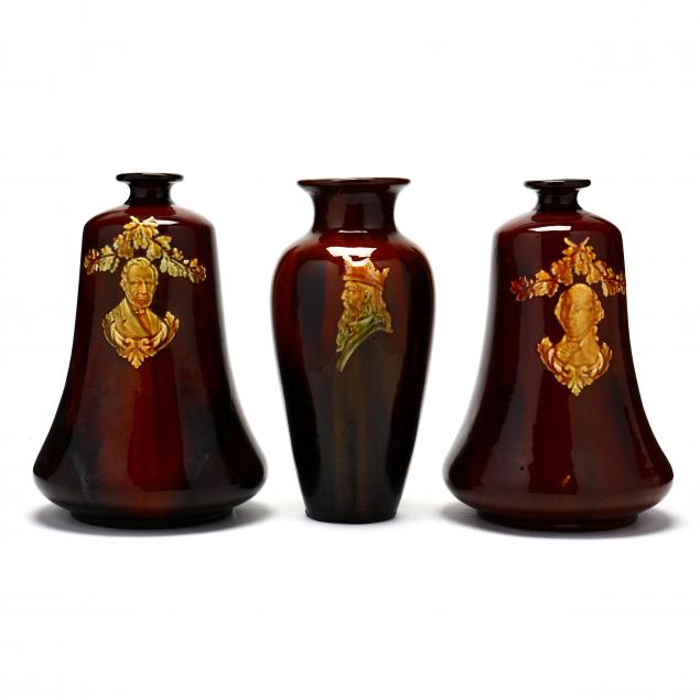 three-peters-reed-standard-ware-portrait-vases