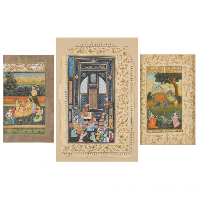 three-indian-and-persian-illuminated-manuscript-pages