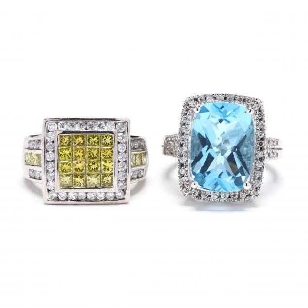 two-white-gold-and-gem-set-rings