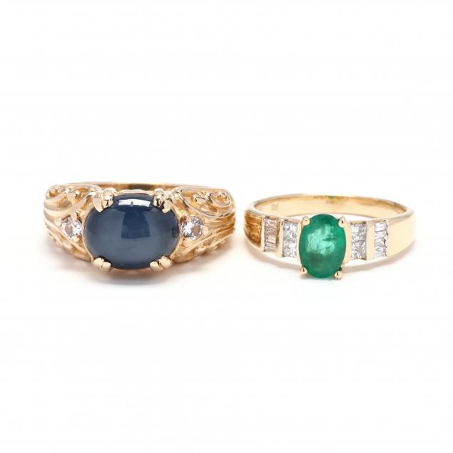 two-gold-and-gem-set-rings