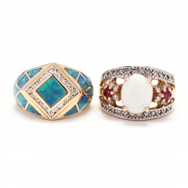 two-gold-opal-and-diamond-rings