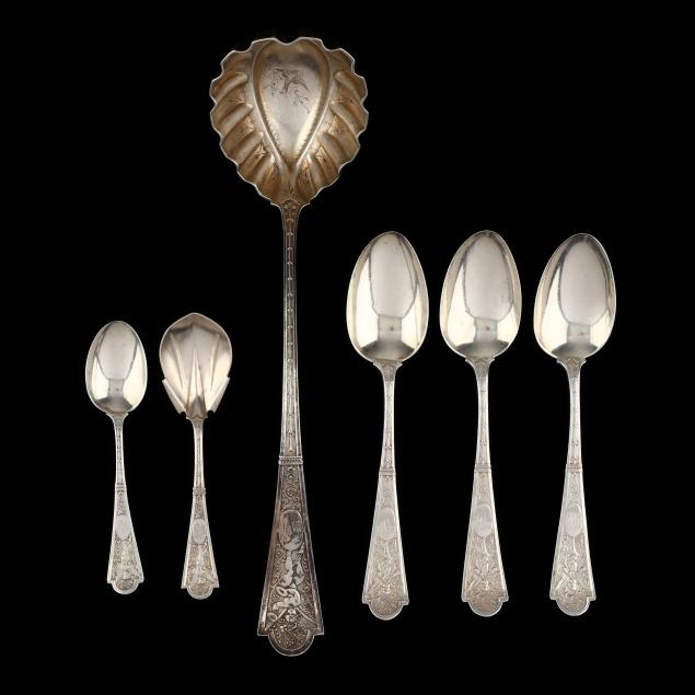 albert-coles-i-cupid-i-sterling-silver-ladle-and-five-spoons