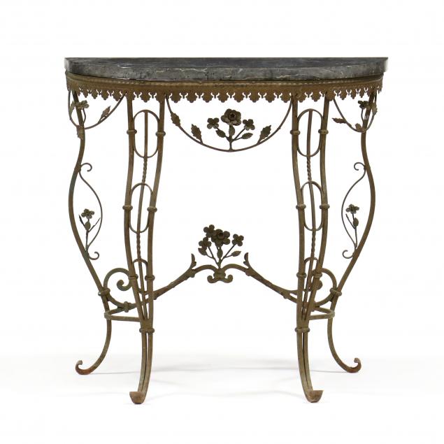 oscar-boch-style-marble-top-and-iron-console-table