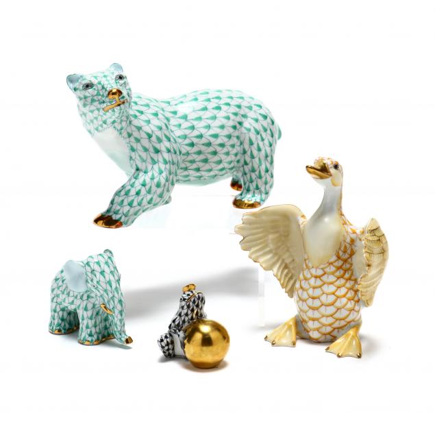 four-herend-porcelain-animals