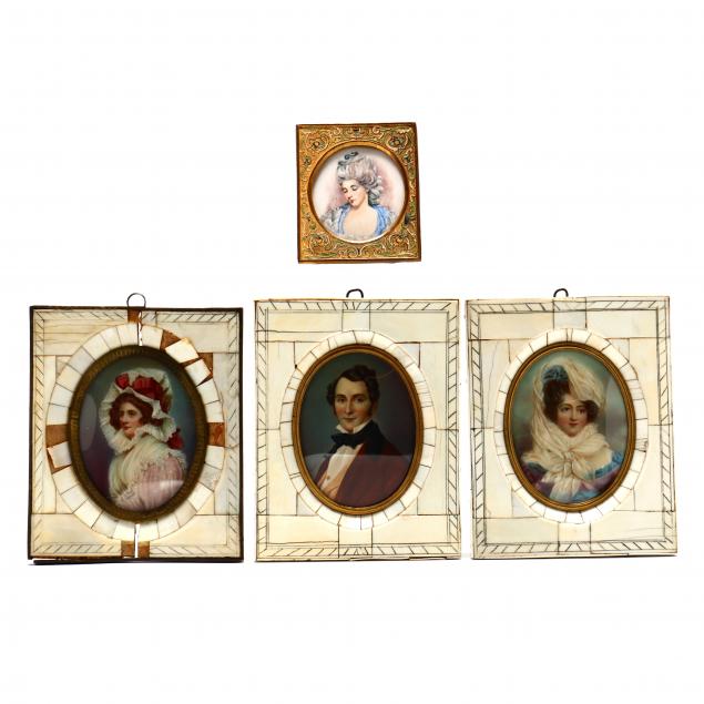 four-signed-antique-continental-portrait-miniatures