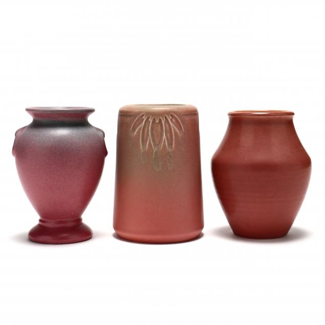 three-vintage-arts-crafts-pottery-vases