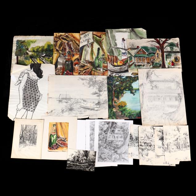 joe-rowand-american-1942-2021-portfolio-of-loose-paintings-drawings-and-prints