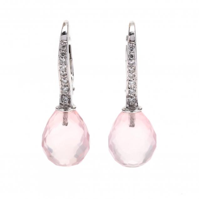 white-gold-diamond-and-rose-quartz-earrings