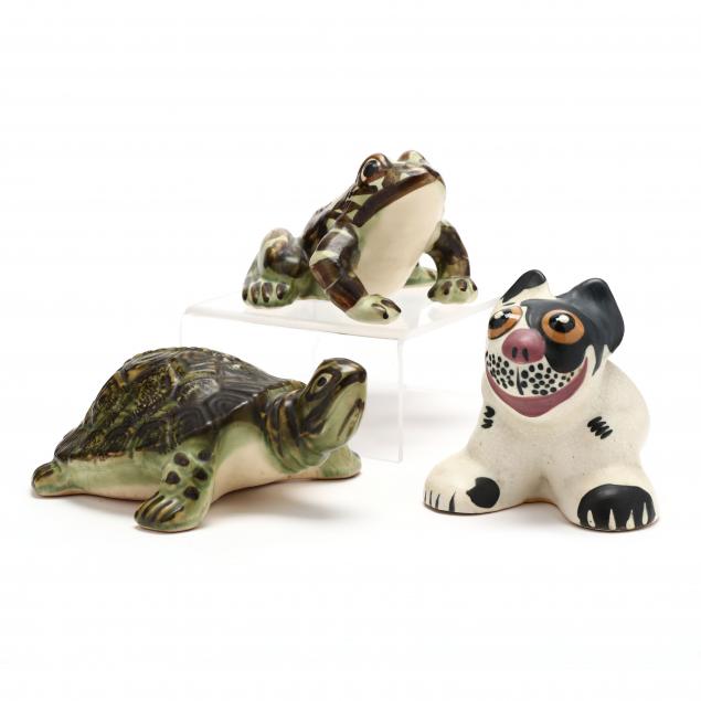 three-vintage-pottery-animals-weller-popeye-dog