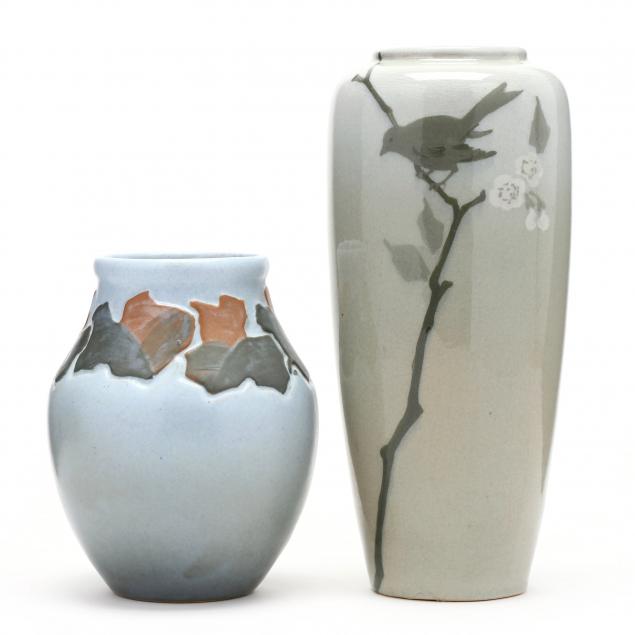 two-j-b-owens-pottery-lotus-vases