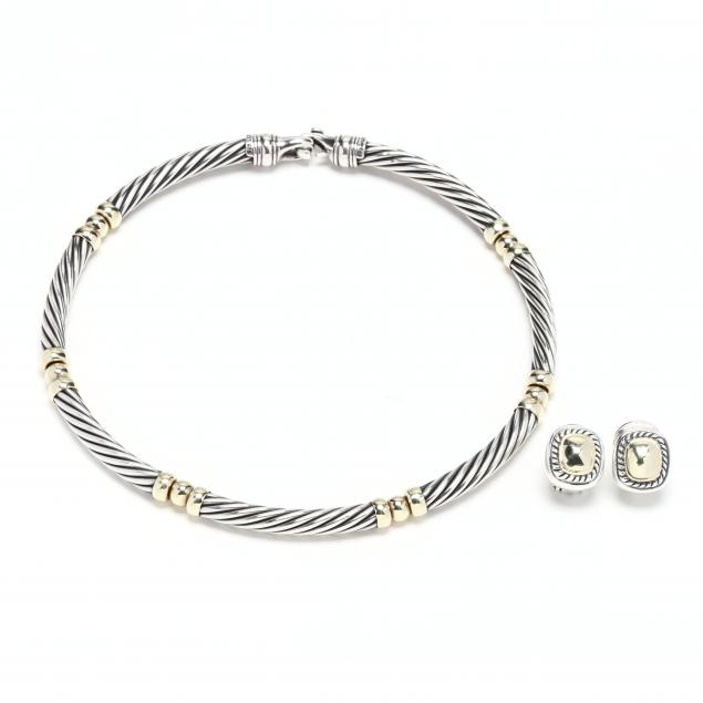 silver-and-gold-choker-necklace-and-earrings-david-yurman